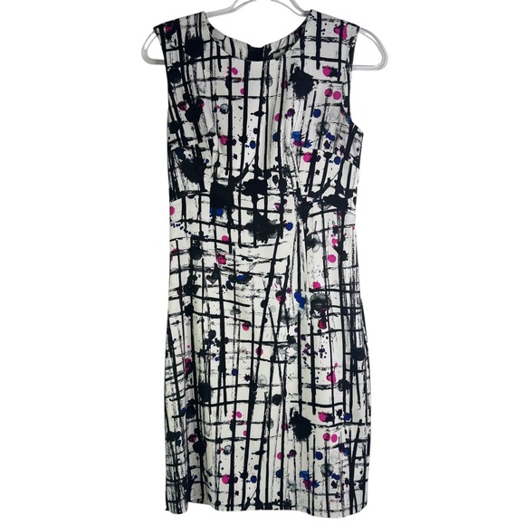 Milly Dresses & Skirts - Milly Paint Splatter Scribble Abstract Shift Dress Sleeveless Career Workwear 2